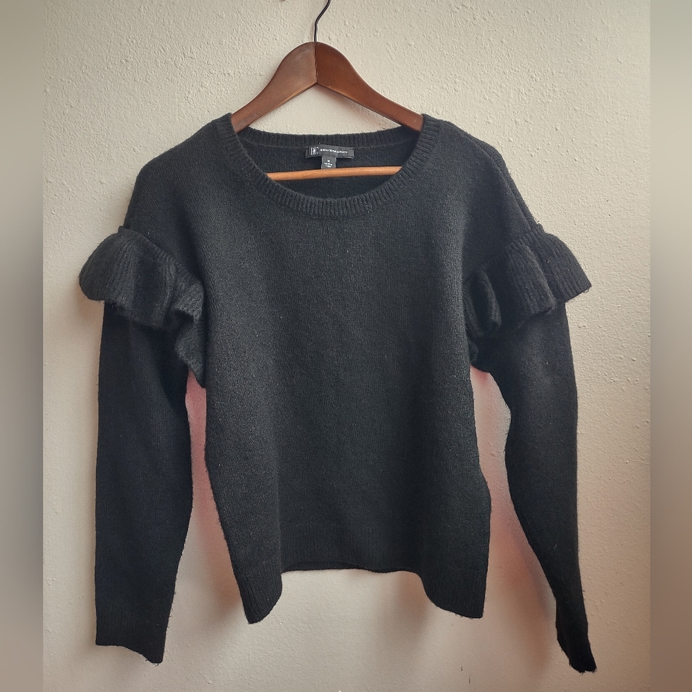 I.N.C Black Ruffle Sleeve Sweater Sz Medium